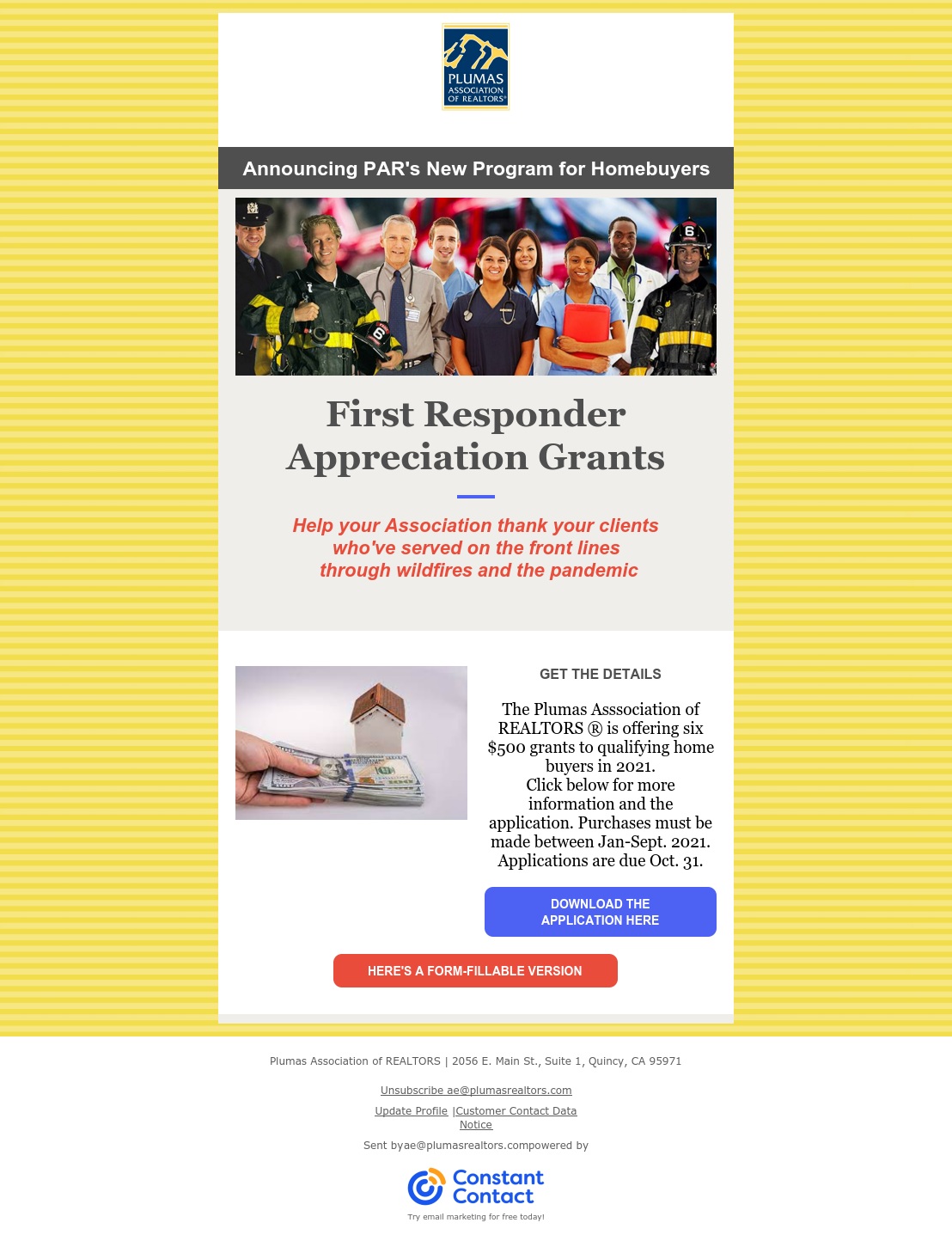 Homebuyer grants offered to First Responders Plumas Association of